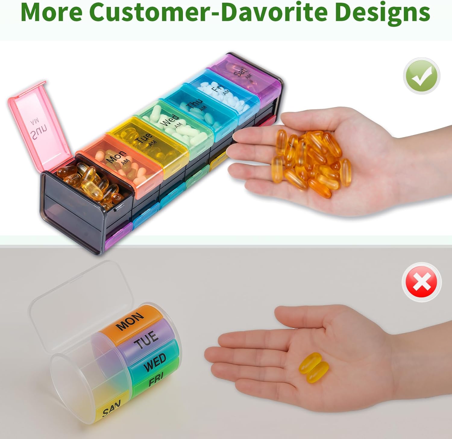 YZHAPPY Extra Large Weekly Pill Organizer AM/PM - Rainbow photo 3