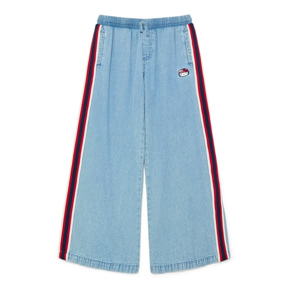 Wonder Nation Hello Kitty Little and Big Girls Cotton Pull On Denim Pants, Sizes 4-18