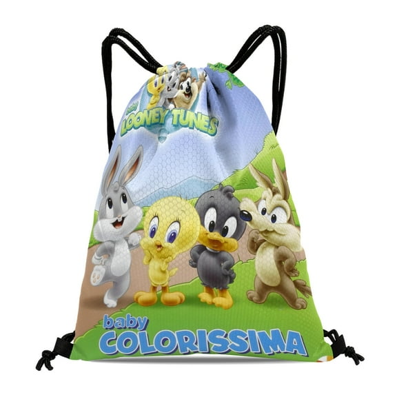 Baby Looney Tunes-theme Drawstring Backpack Sports Gym Bag Water Resistant String Bag Cinch Bag，12''X16''（30X40cm）