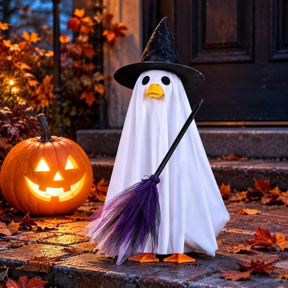 Halloween Ghost Goose Outfit Lawn Porch Goose Clothes Fall Halloween Goose Costume for 23" Geese Outdoor Patio Yard Lawn Decoration