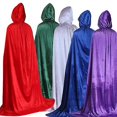 thumbnail image 2 of Halloween Cape Velvet Cape Cloak Witch Wizard Cloak For Adult Kids, 2 of 4
