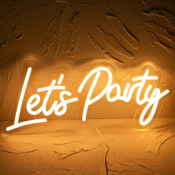 UPONRAY Let's Party Neon Signs, 16.5"*6.9" Dimmable & USB-Powered LED Neon Light, Stylish Wall Decor for Bar, Club, Wedding, Engagement Party, Birthday Party