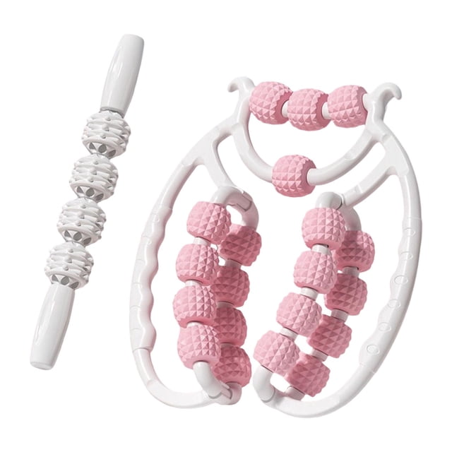 koolsoo Rouleau de Massage à 20 Roues Confortable Manuel Polyvalent pour Cuisse Bras Rose