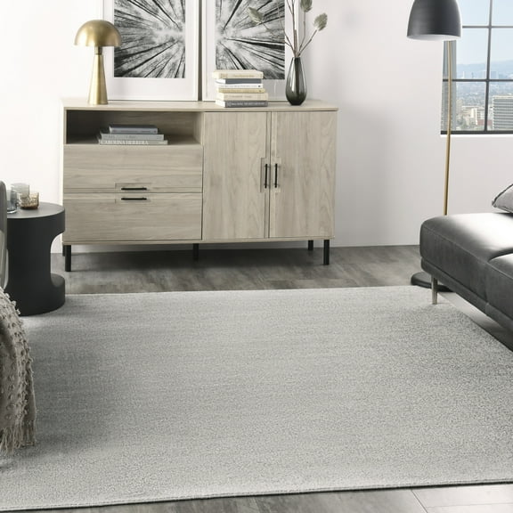 Nourison Essentials Indoor/Outdoor Silver Grey 5' x square Area Rug, (5 Square)