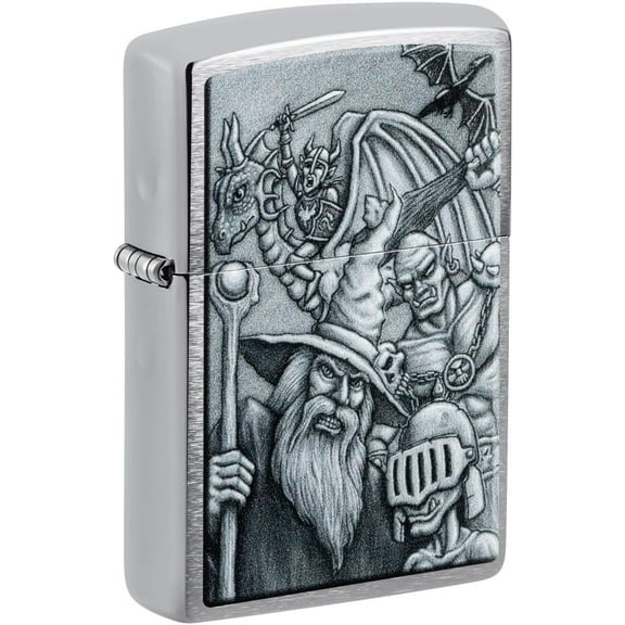 Zippo - Customized Message on Mystical Beings Brushed Chrome Pocket 46579
