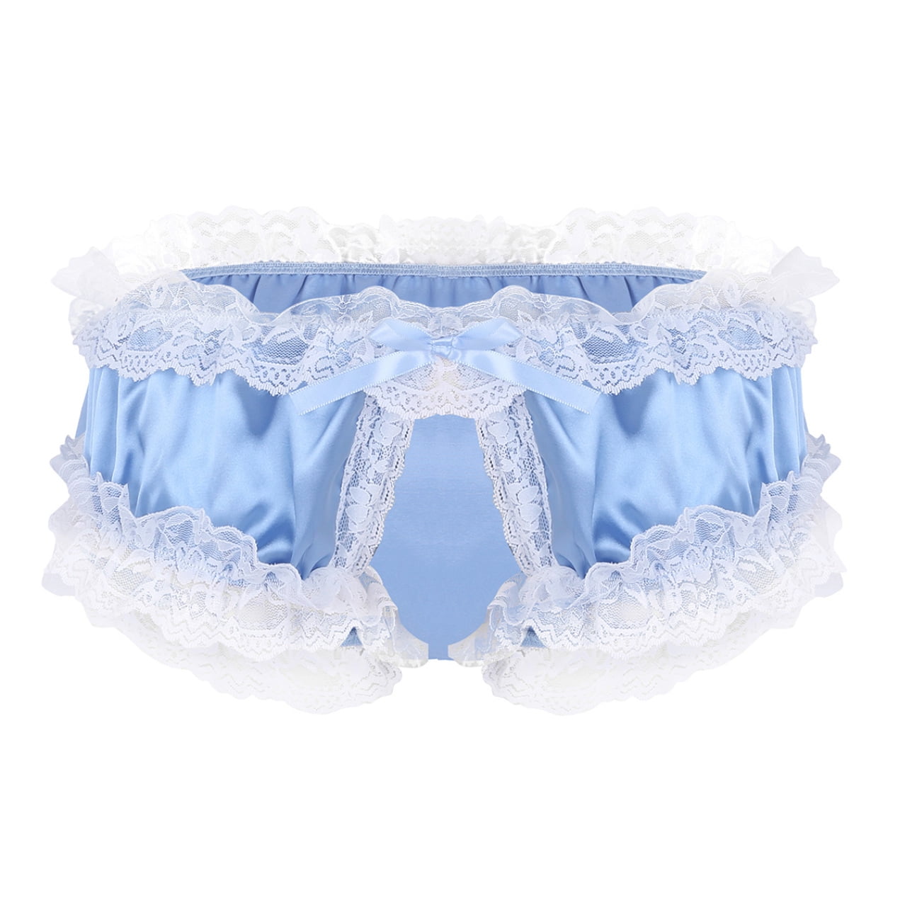 Mens Lingerie Ruffled Lace See Through Sissy Crotchless Panties Briefs Underwear Mens Clothing 0393