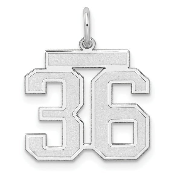 FB Jewels Sterling Silver Rhodium-plated Medium Satin Number 36 Charm