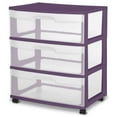 thumbnail image 1 of Sterilite Wide 3 Drawer Cart - Purple, 1 of 2