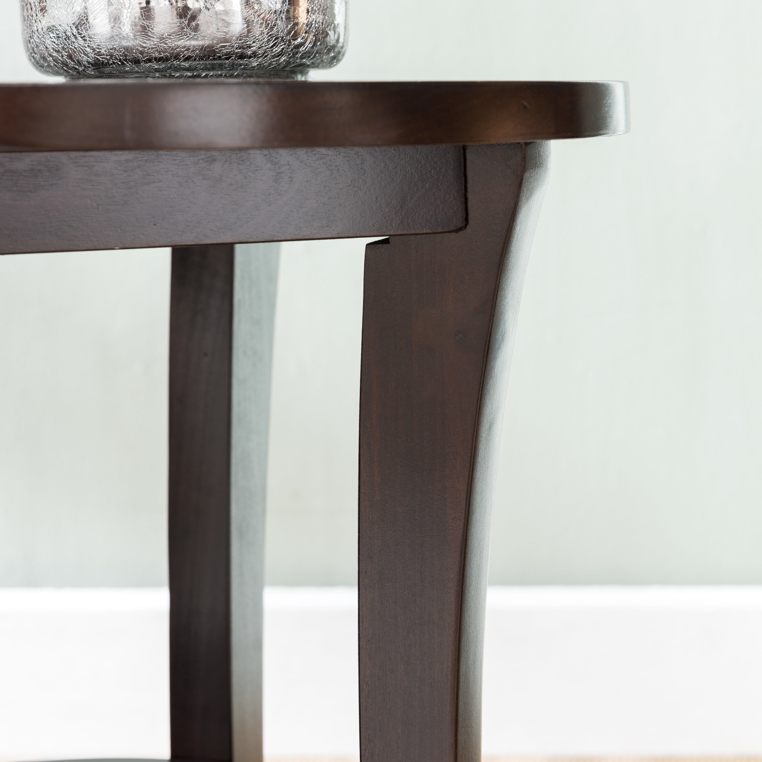 Leick Home Boa Solid Wood Round End Table with Shelf, Chocolate Oak
