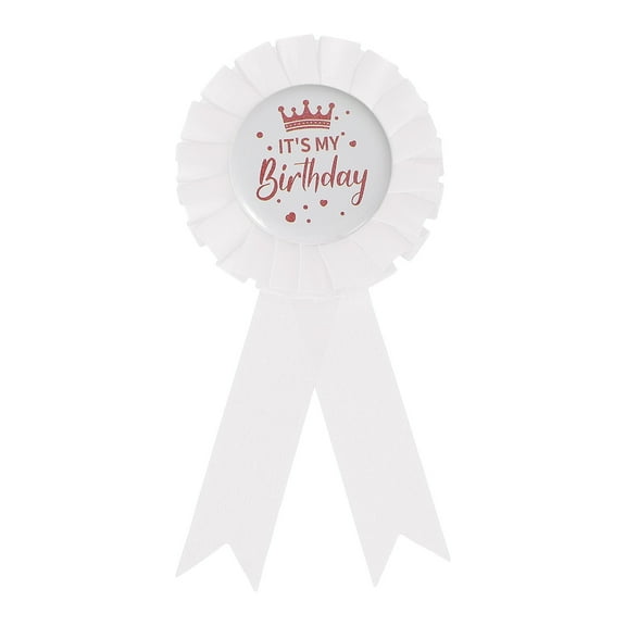 Uxcell 6" x 3" Birthday Ribbon, It's My Birthday Pin Badge Brooch for Party Decoration, White