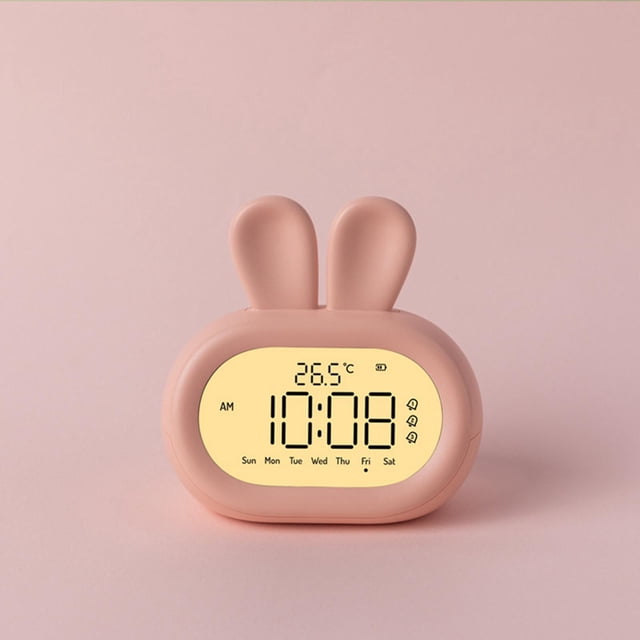Reloj despertador digital de conejo para , luz nocturna de escritorio fácil de leer, 3 pantallas de repetición, reloj de noche de conejo, reloj Rosa perfecl Despertador digital