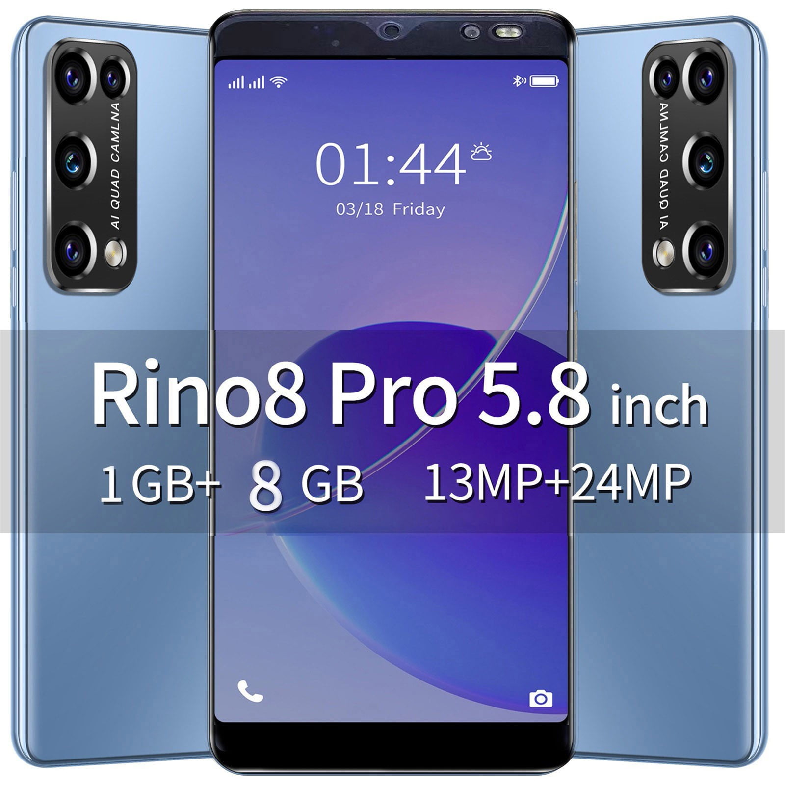 HOMBOTI Smart Phone Clearance Unlocked Phone 5.8-inch Curved Screen Smartphone Android 10.0 1080P HD Camera1GB + 8GB Support 2 SIM Card And 128G Card