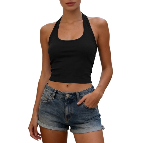 JIAYUE Women's Tank Tops Solid Color Square Collar Fashion Sleeveless Slim Fit Built In Bra Support Backless For Casual Wear Leisure Female Camisole