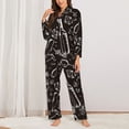 thumbnail image 2 of KLL Wine Seamless Print Women's Long Sleeve Pajamas with Pants Sleepwear Loungewear 2 Set-Large, 2 of 7