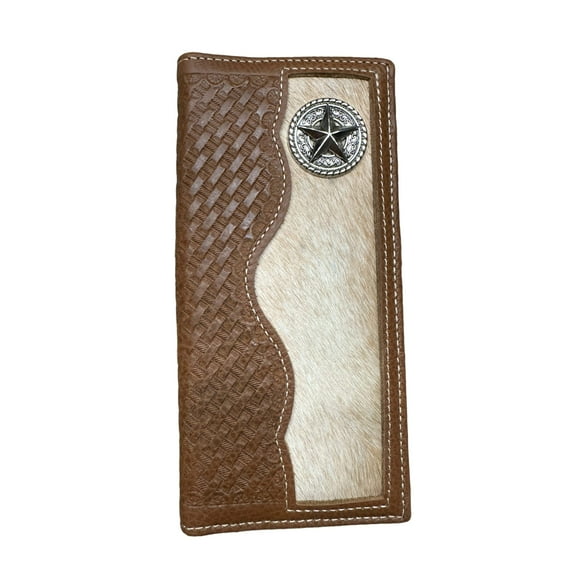 Lone Star Long Wallet Brown W Cowhair Basketweave