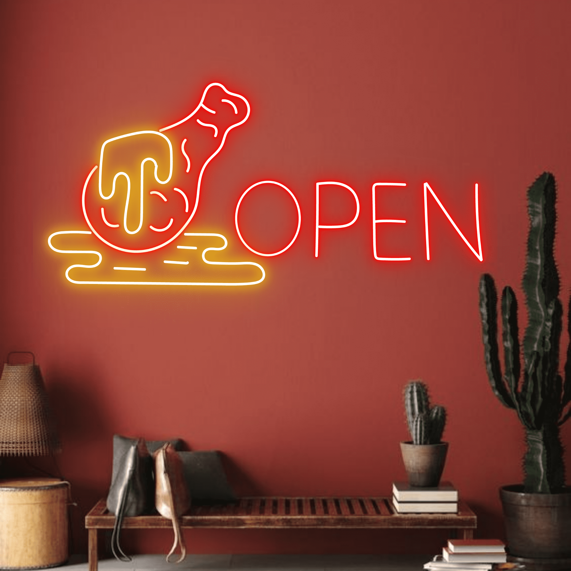 Glowneon Fried Chicken Open Neon Sign, Korean Restaurant Welcome Sign