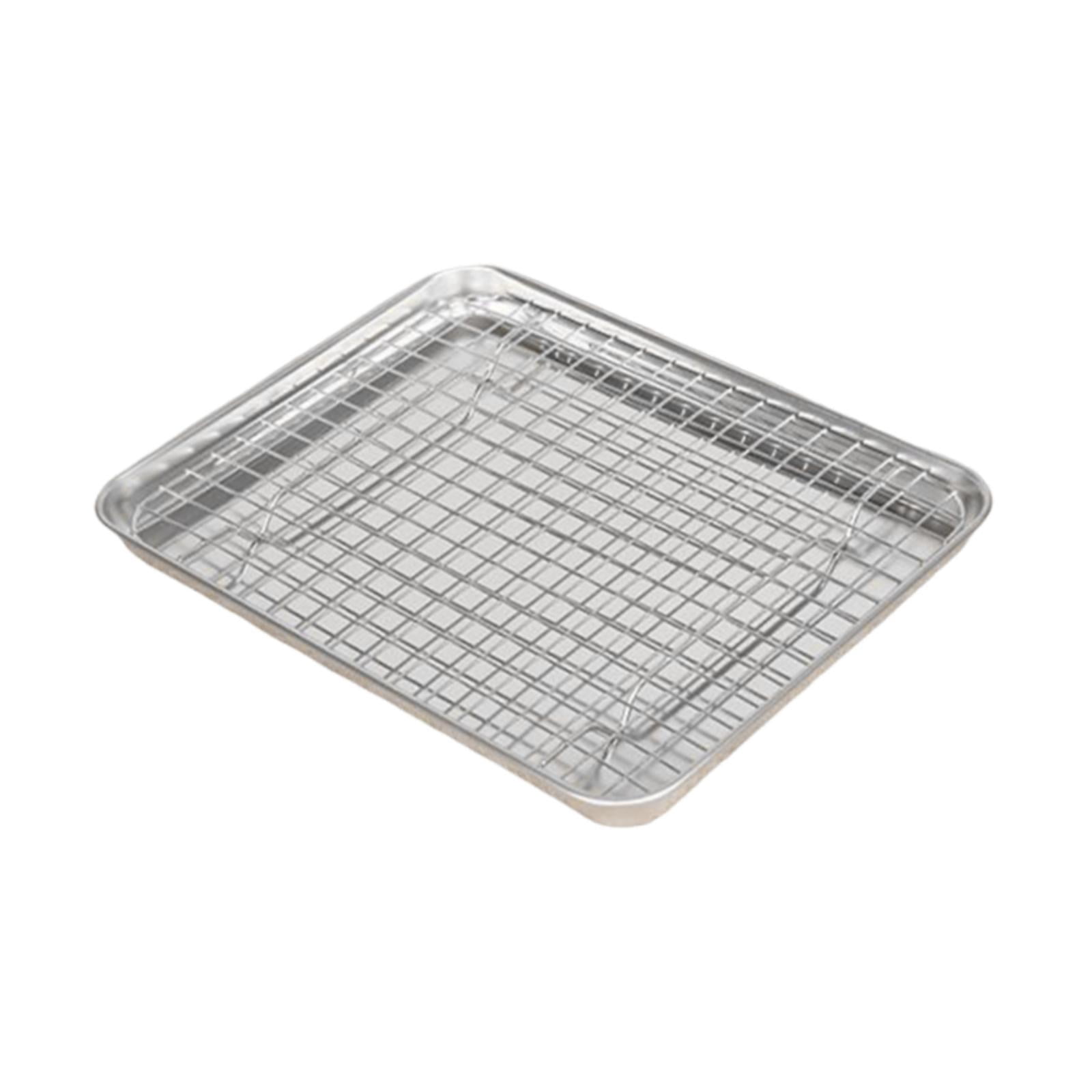 Fiocias Baking Sheet with Rack Bakeware Reusable Food Container Stainless Steel for Home 31.5cmx24.5cmx2.5cm