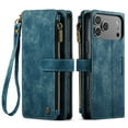thumbnail image 2 of CaseMe Case for iPhone 17 Pro Max  Wallet Case for Women Men, Fashion Durable PU Leather Magnetic Flip Lanyard Strap Wristlet Zipper Card Holder Wallet Phone Case for iPhone 17 Pro Max  6.9-inch,Blue, 2 of 9