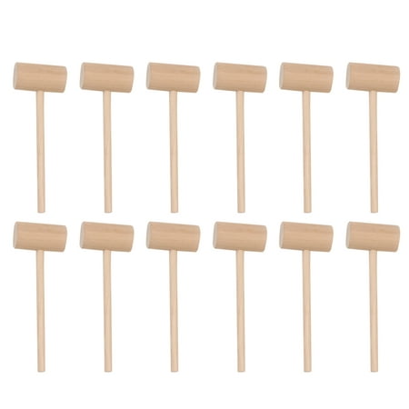 

12pcs Solid Wood Mini Hammers Hitting Hammer Cake Mallet Kids Educational Toy (Round)