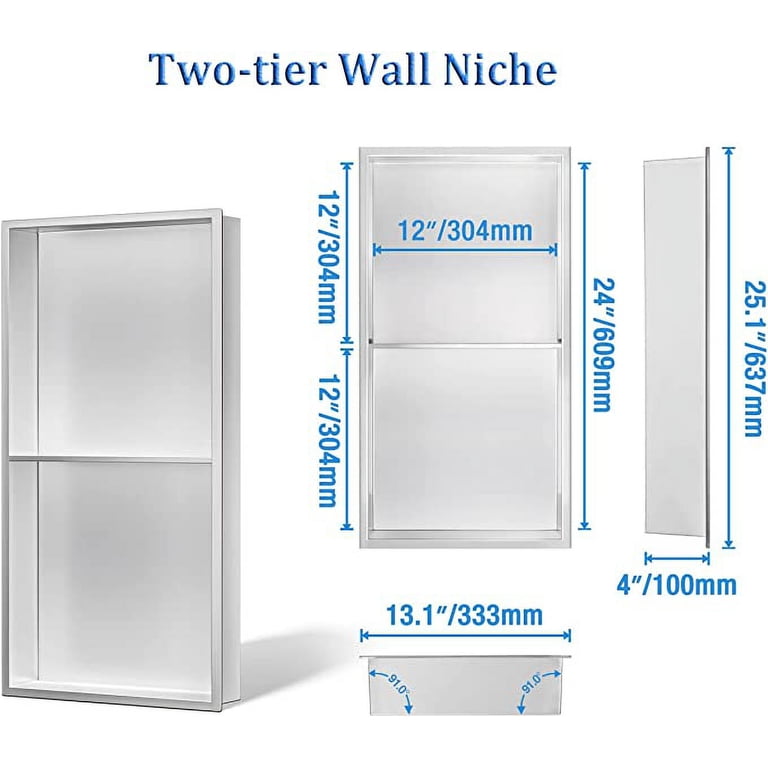 Shower Niche Insert Neodrain 30x12 Inch Stainless Steel Shower Niche ...