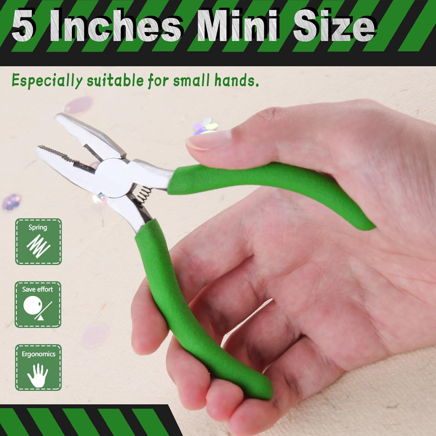 Mini Lineman's with Wire Cutter 4-1/2 Inches Multi Use Combination Plier Thin Small Side Cutters Serrated Jaw Micro Linesman Plier Precision Fine Jewelry Making Beading Hobby Craft