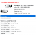 thumbnail image 2 of Door Mirror Set 2 Piece - Compatible with 1988 - 2000 GMC K3500 1989 1990 1991 1992 1993 1994 1995 1996 1997 1998 1999, 2 of 2