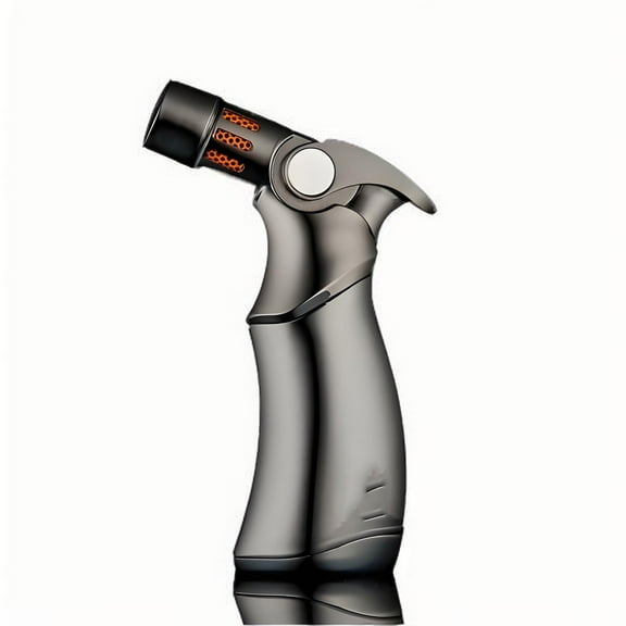 openpig Torch Lighter Quad 4 Jet Flame Windproof Butane Refill Portable Lighter for Grill BBQ Candle Camping, Gift Idea (Butane NOT Included) (Black)