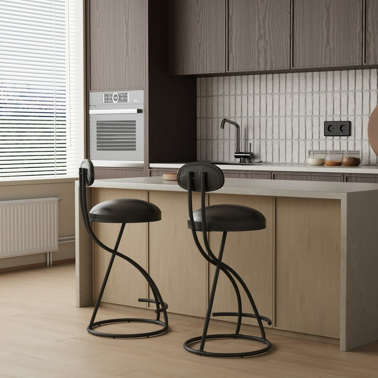 SYNGAR Modern Bar Stools Set of 2 Velvet S shaped Swivel Bar Chair with Metal Legs Counter Height Bar Stools Bar Chairs for Kitchen with Armless