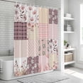 thumbnail image 6 of Boho Spring Floral Shower Curtain, Waterproof Shower Curtains for Bathroom, Vintage Flowers Patchwork Plaid Pink Washable Fabric Bathtub Curtain Set Bath Decor with 12 Hooks Long 72"x84", 6 of 8