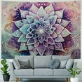 thumbnail image 4 of Fenyluxe  Tapestry Mandala Wall Hanging Decor Purple and Grey Indian Hippie Bohemian Flower Gypsy Decoration Beach Blanket Dorm Room Bed Sheets 60x50inch, 4 of 6