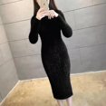 thumbnail image 5 of Vestido de lana de visón de imitación para mujer, suéter grueso y cálido de cuello alto, vestidos ajustados informales, ropa de invierno, 2024, 5 of 5