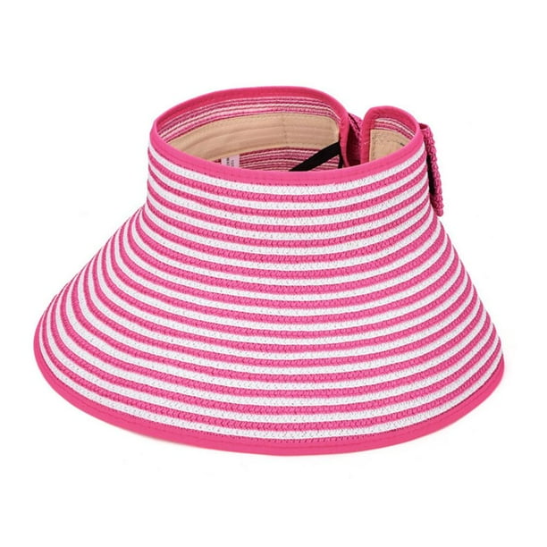 Sombrero De Paja Enrollable De Ala Ancha Para Mujer, Sombrero De Copa Vacío, Sombrero De Paja De Verano Con Lazo, Gorra De Playa Para Acampar Al Aire Libre Y Senderismo Minnieouse AP007139-04
