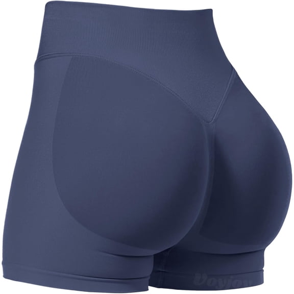 Women Workout Impact Shorts 2.5"/ 3.6"/ 4.5"/ 6" Scrunch Butt Lifting Gym Seamless Booty Biker Shorts Blue Grey