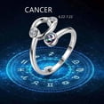 thumbnail image 3 of Zodiac Cancer Ring 925 Sterling Silver Mystic Topaz CZ Open Band Adjustable Ring for Women June July Birthday Gift Celestial Horoscope Jewelry Juwaliy, 3 of 8