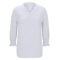 thumbnail image 4 of Miluxas Women's 3/4 Sleeve V Neck T Shirts Ruffle Sleeve Summer Casual Tops White XL(XL), 4 of 9
