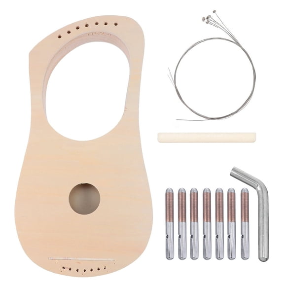LEEYNEER Lyre Harp 7 String DIY Wooden Mahogany Lyre Harp with Tuning Extra String Musical Stringed Instrument for Kids and Adults