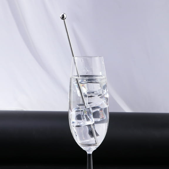 EXHUMKY 5Pcs Silver Drink Stirrers for Cocktails Stainless Steel Swizzle Sticks for Adult Use