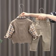 thumbnail image 5 of Toddler Boys 3 Piece Outfit Set Knit Vest Plaid Shirt and Pants Casual Fall Winter Clothes for 1 - 4 Years, 5 of 5