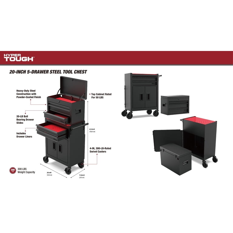 Free Shipping! Hyper Tough 20-Inch Steel Tool Chest, 5 Drawers