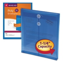 Smead Poly Envelope, 1-1/4" Expansion, String-Tie Closure, Top Load, Letter Size, Blue, 5 per Pack (89542)