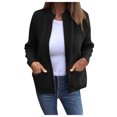 thumbnail image 1 of Cardigan pour Femmes Automne Hiver Décontracté Élégant Couleur Unie avec Poches, 1 of 6