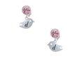 thumbnail image 2 of Delight Jewelry Silvertone Little Bird Initial - D - Pink Crystal Clip on Earrings, 2 of 5