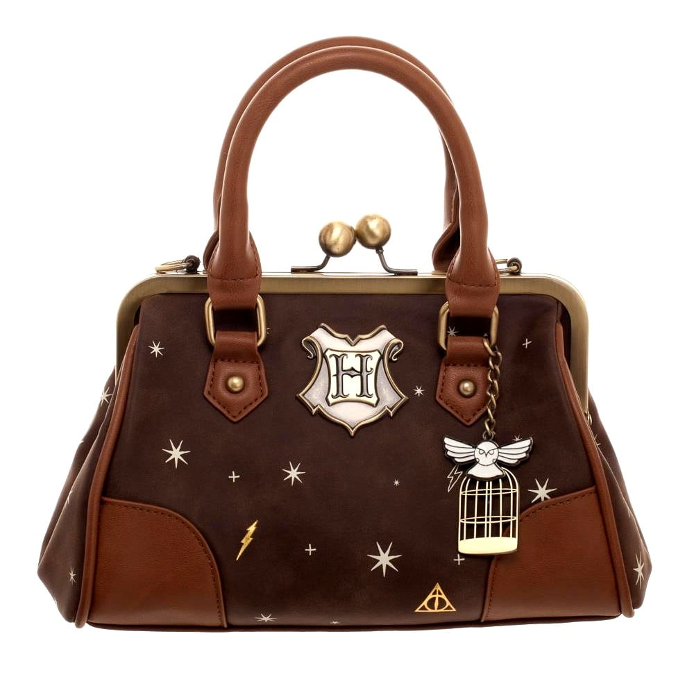 Deluxe Harry Potter Celestrial Satchel Handbag Purse Brown Pu Deluxe Harry Potter Celestrial Satchel Handbag Purse Brown Pu Leather Kisslock