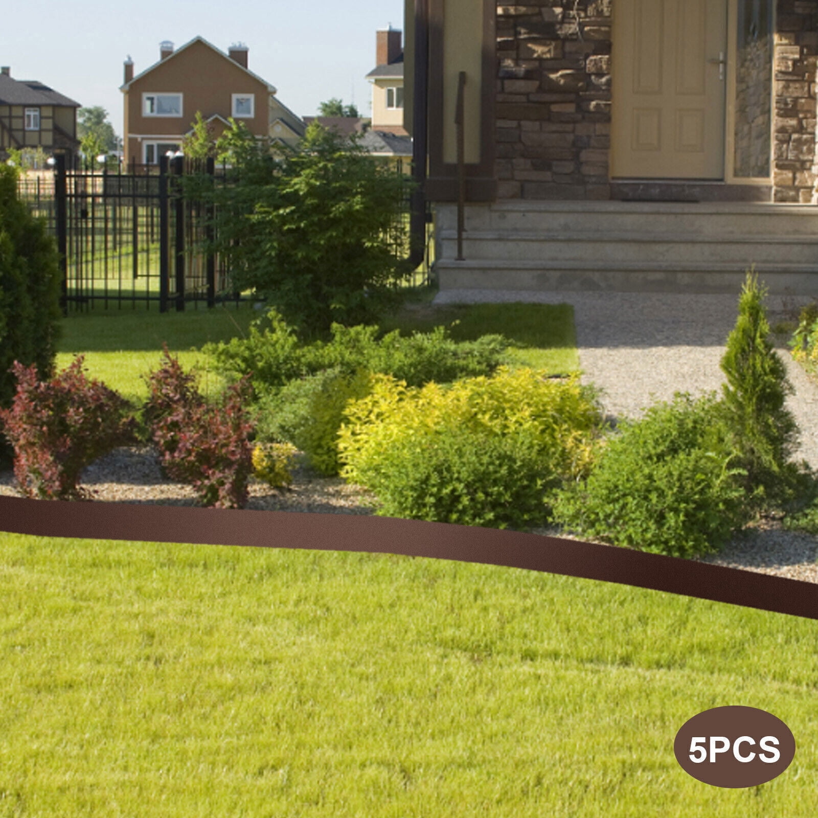Fichiouy 5 PCS Landscape Edging L39" Bendable Metal Garden Lawn Border Decorative Garden Fence