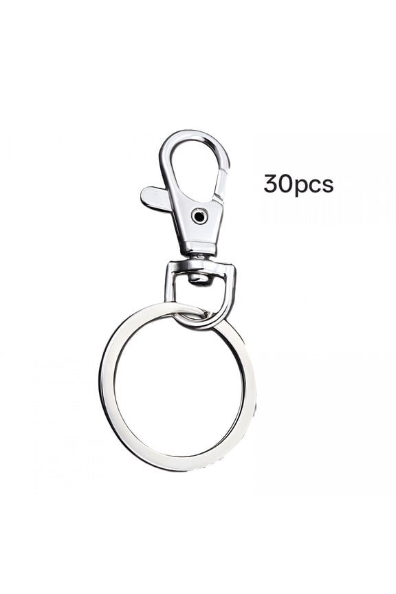 30 Pcs Plating Metal Key Ring Accessories Hook Split Metal Keychain Parts Diy Crafts Key Ring (Silver)