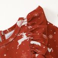 thumbnail image 4 of Pandaie Baby Boys and Girls Christmas Holly Print Long Sleeve Jumpsuit Ruffle Shoulder Bow Winter Newborn Romper Outfit Wine,3-6 Months, 4 of 7