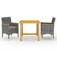 thumbnail image 1 of vidaXL 3 Piece Garden Dining Set Grey, 1 of 12