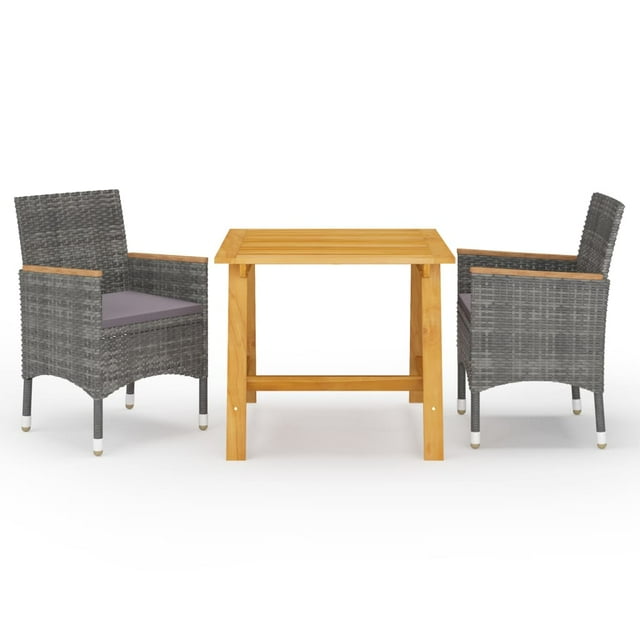 vidaXL 3 Piece Garden Dining Set Grey