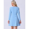 thumbnail image 4 of DARING DIVA Scoop Neck Beaded High Waist Flared Dress M Sky Blue, 4 of 6