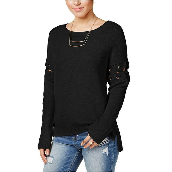Almost Famous Juniors Lace Up High Low Sweater Black XL